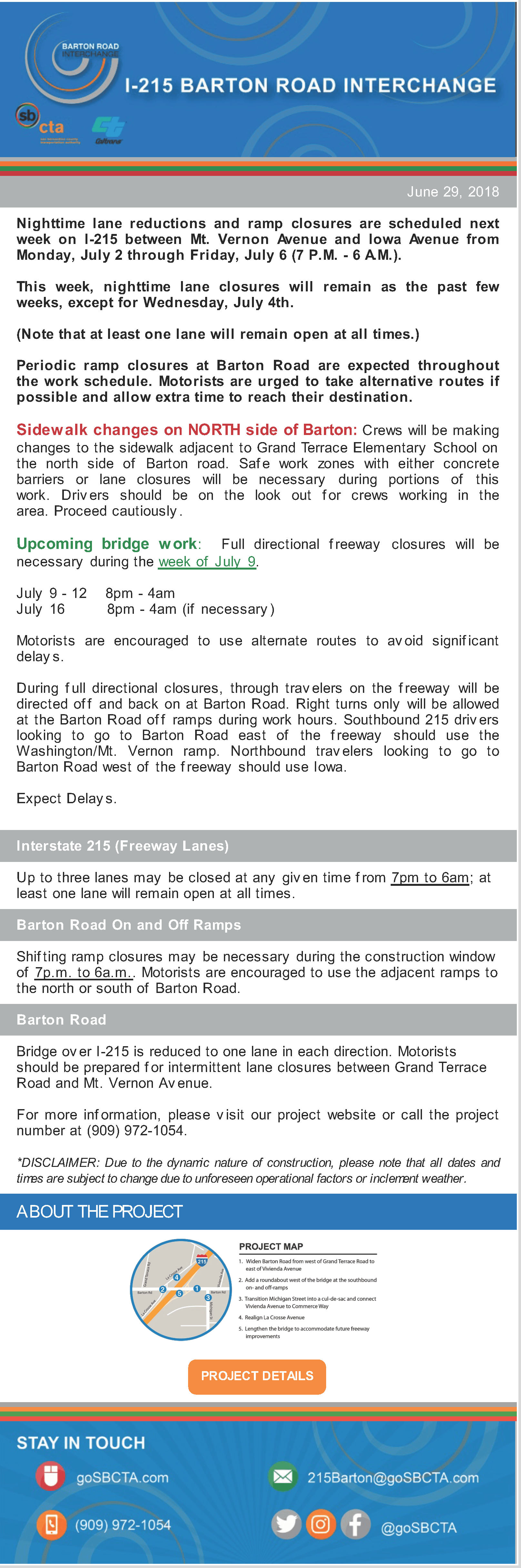 Barton Road Construction Notice - Week of July 2
