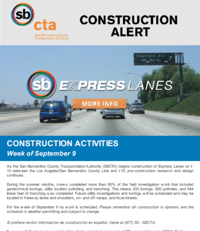 I-10 Construction Alert September 9 2019