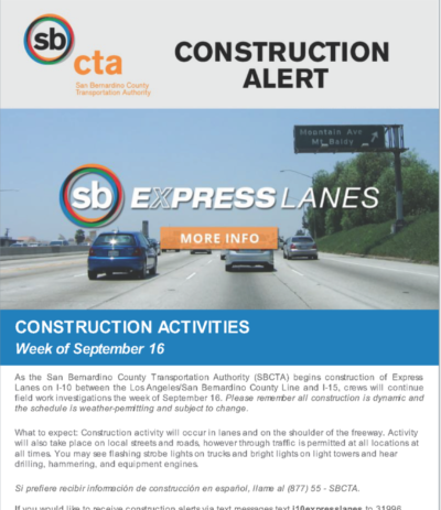 I-10 Construction Alert Sep 16