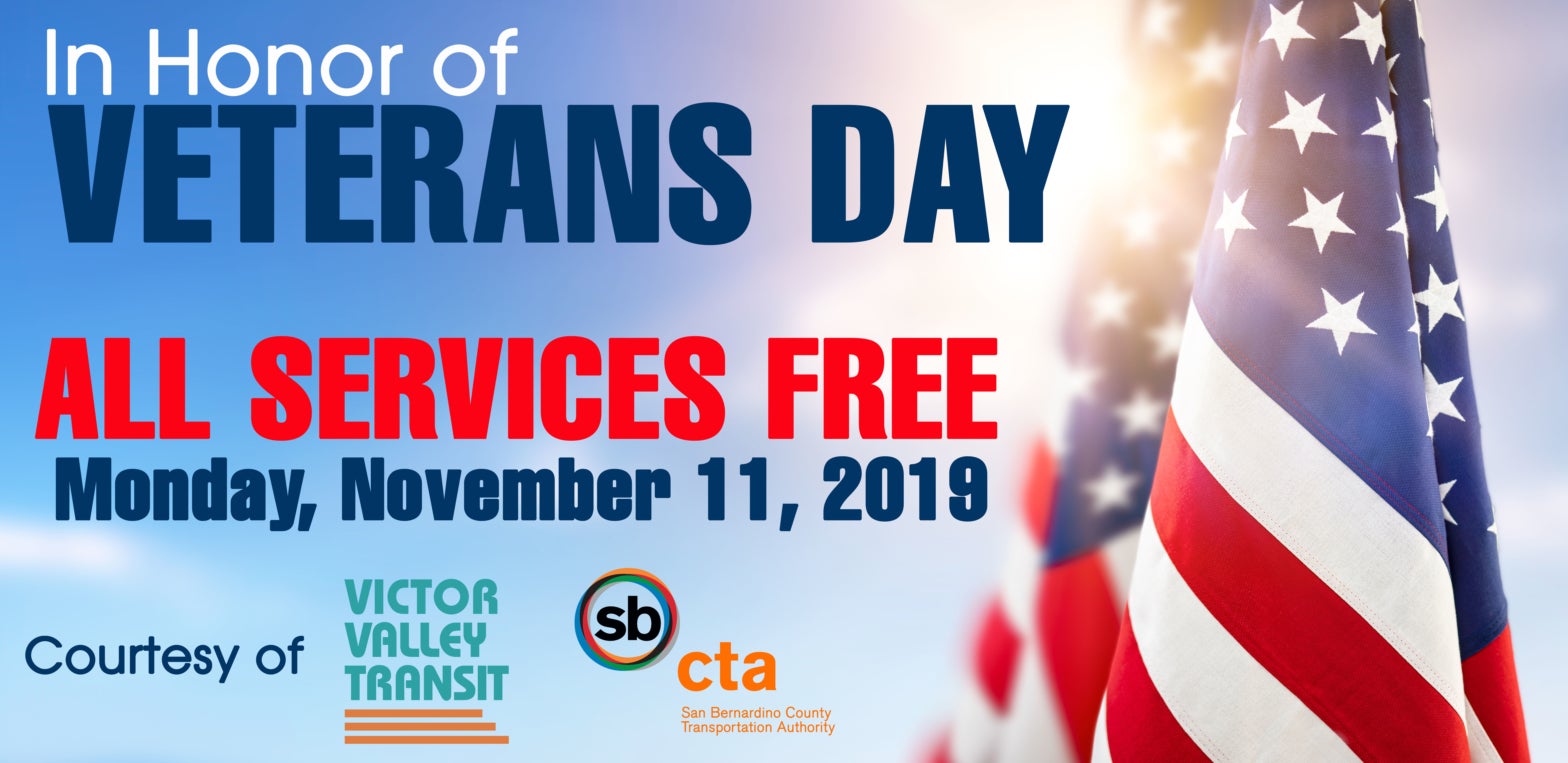 VVTA to Offer Free Rides on Veterans Day, November 11th - SBCTA