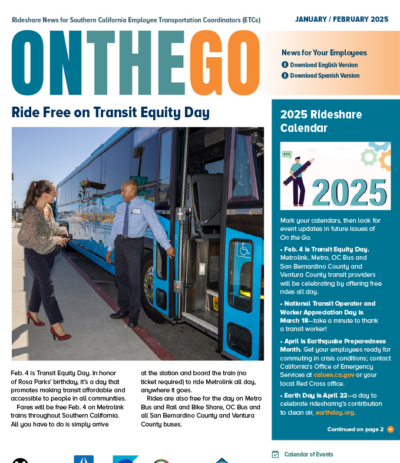 on the go newsletter cover for January / February 2025